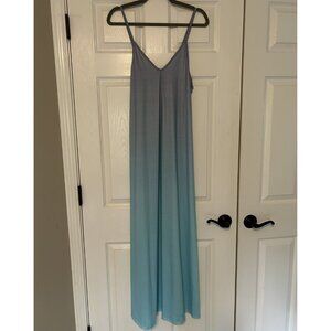 Blue Teal Ombre Maxi Dress Spaghetti Strap Flowy Maxi - Med
